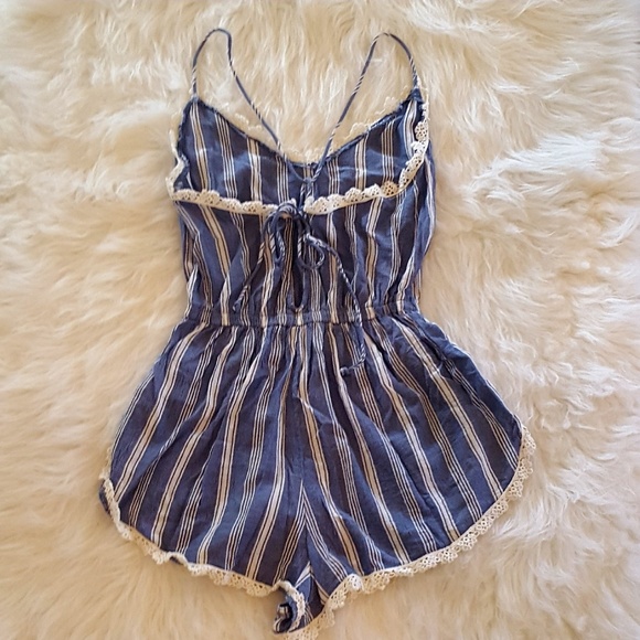 Blue Striped Romper - Picture 2 of 4